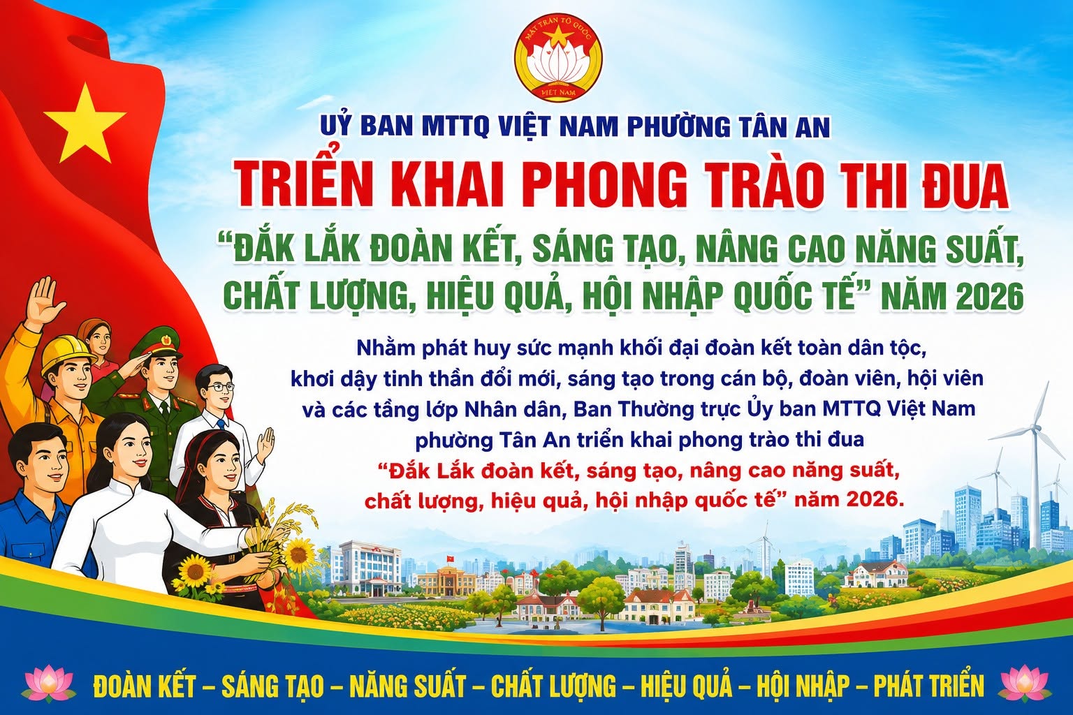 PHÁT ĐỘNG PHONG TRÀO THI ĐUA "ĐẮK LẮK ĐOÀN KẾT, SÁNG TẠO, NÂNG CAO NĂNG SUẤT, CHẤT LƯỢNG, HIỆU QUẢ, HỘI NHẬP QUỐC TẾ" NĂM 2026