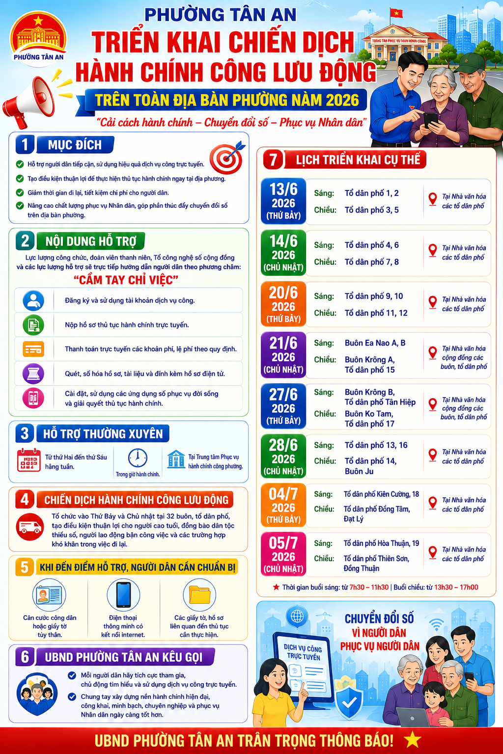 PHƯỜNG TÂN AN TRIỂN KHAI CHIẾN DỊCH HÀNH CHÍNH CÔNG LƯU ĐỘNG TRÊN TOÀN ĐỊA BÀN PHƯỜNG NĂM 2026