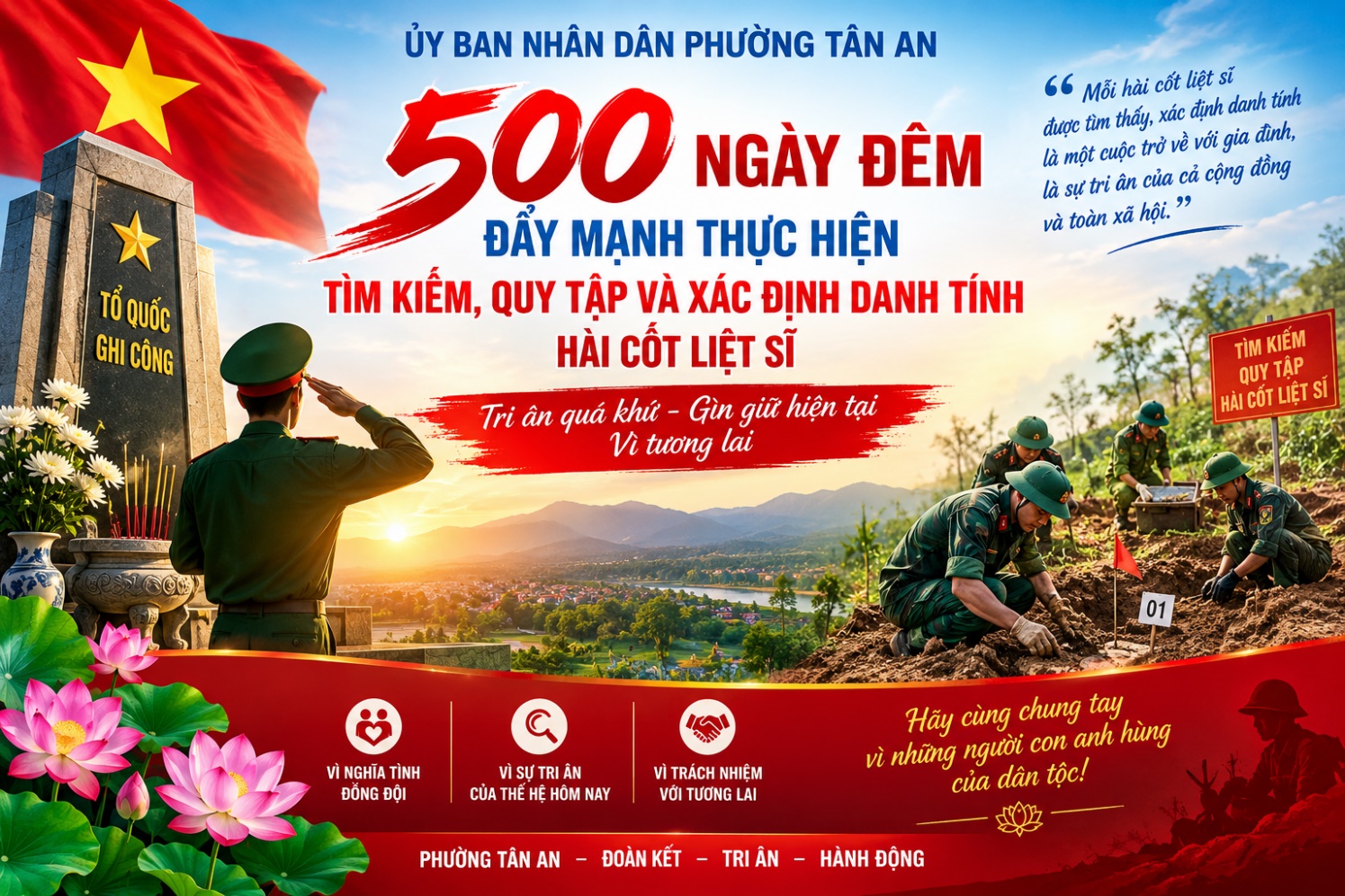 HƯỞNG ỨNG CHIẾN DỊCH 500 NGÀY ĐÊM ĐẨY MẠNH TÌM KIẾM, QUY TẬP VÀ XÁC ĐỊNH DANH TÍNH HÀI CỐT LIỆT SĨ